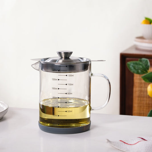 Glass Oil Pot With Strainer 1500ml
