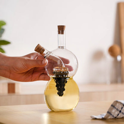 Grape Sculpture Glass Cruet For Olive Oil With Italian Seasoning