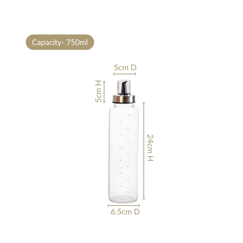 Smart Pour Glass Oil And Vinegar Bottle With Stainless Steel Lid 750ml