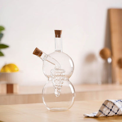 Grape Sculpture Glass Cruet For Olive Oil With Italian Seasoning