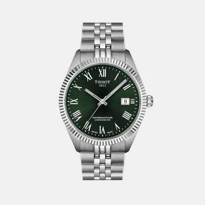 Green Dial Analog Stainless Steel Watch