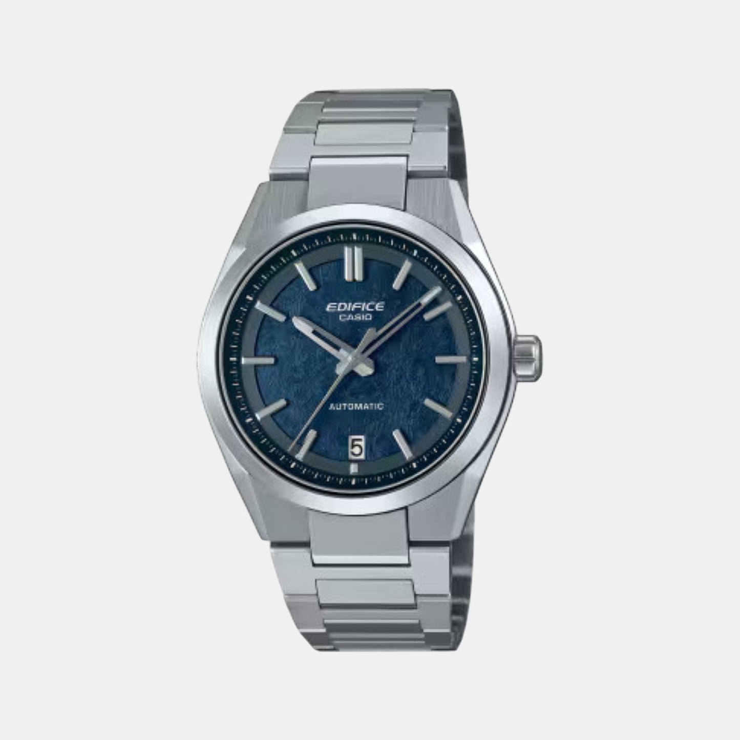 Blue Dial Analog Stainless Steel Watch