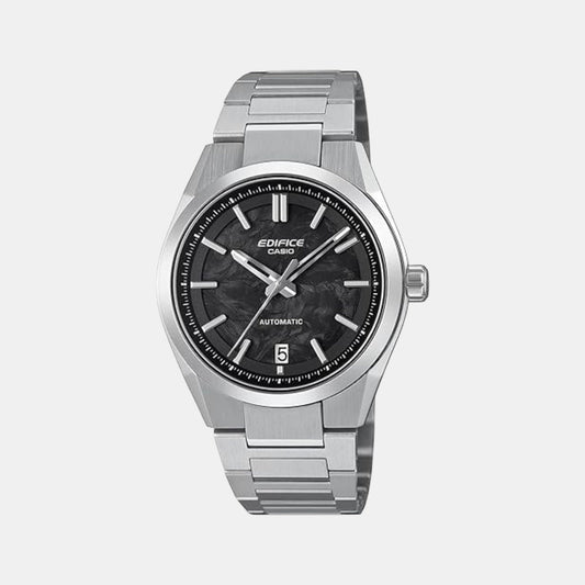 Black Dial Analog Stainless Steel Watch
