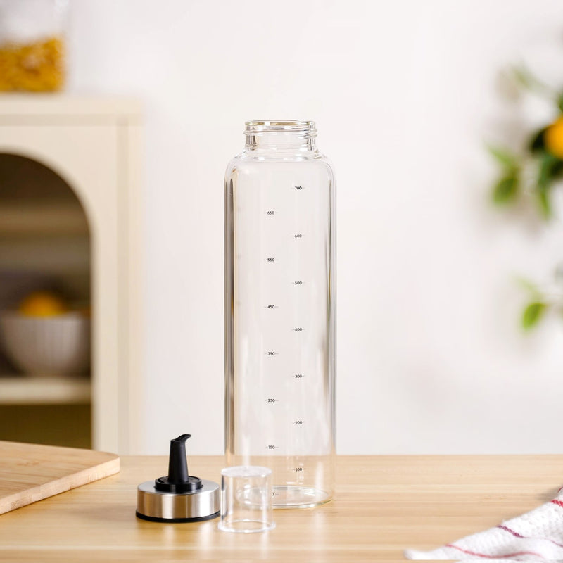 Smart Pour Glass Oil And Vinegar Bottle With Stainless Steel Lid 750ml